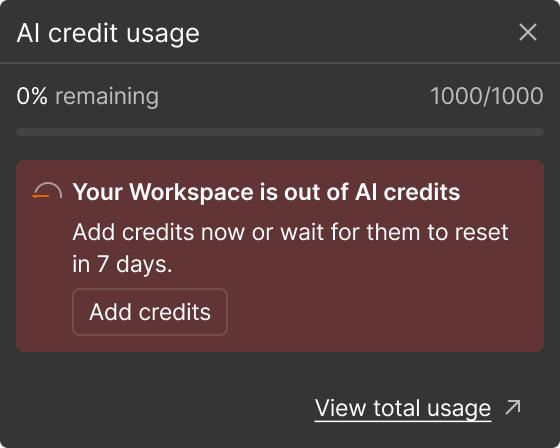 AI credit usage