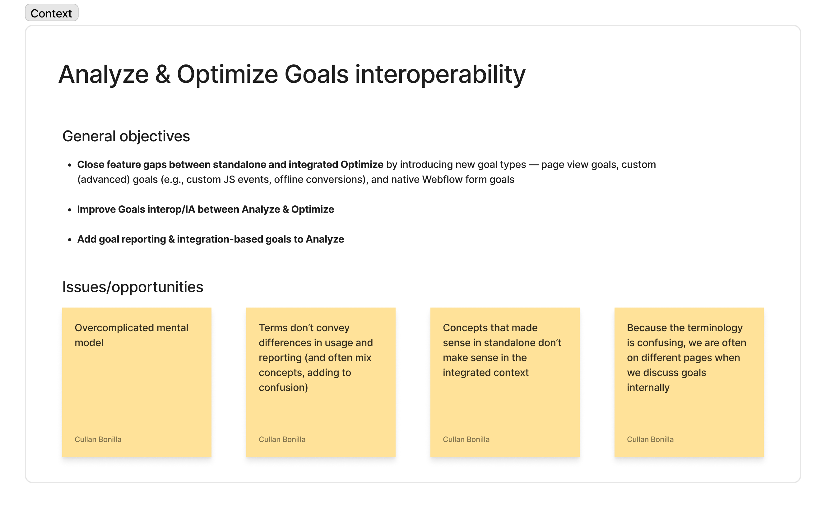 A working document outlining the goals interoperability initiative's objective and existing terminology issues.